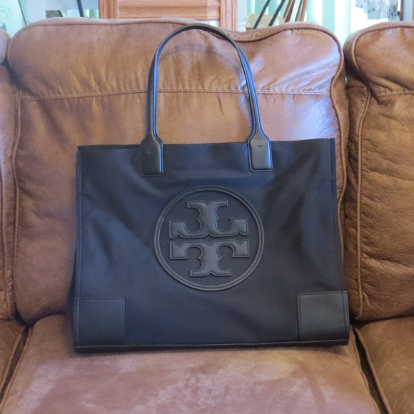 Tory Burch Handbags - Tory Burch Ella Large Black Tote Shoulder Bag EUC